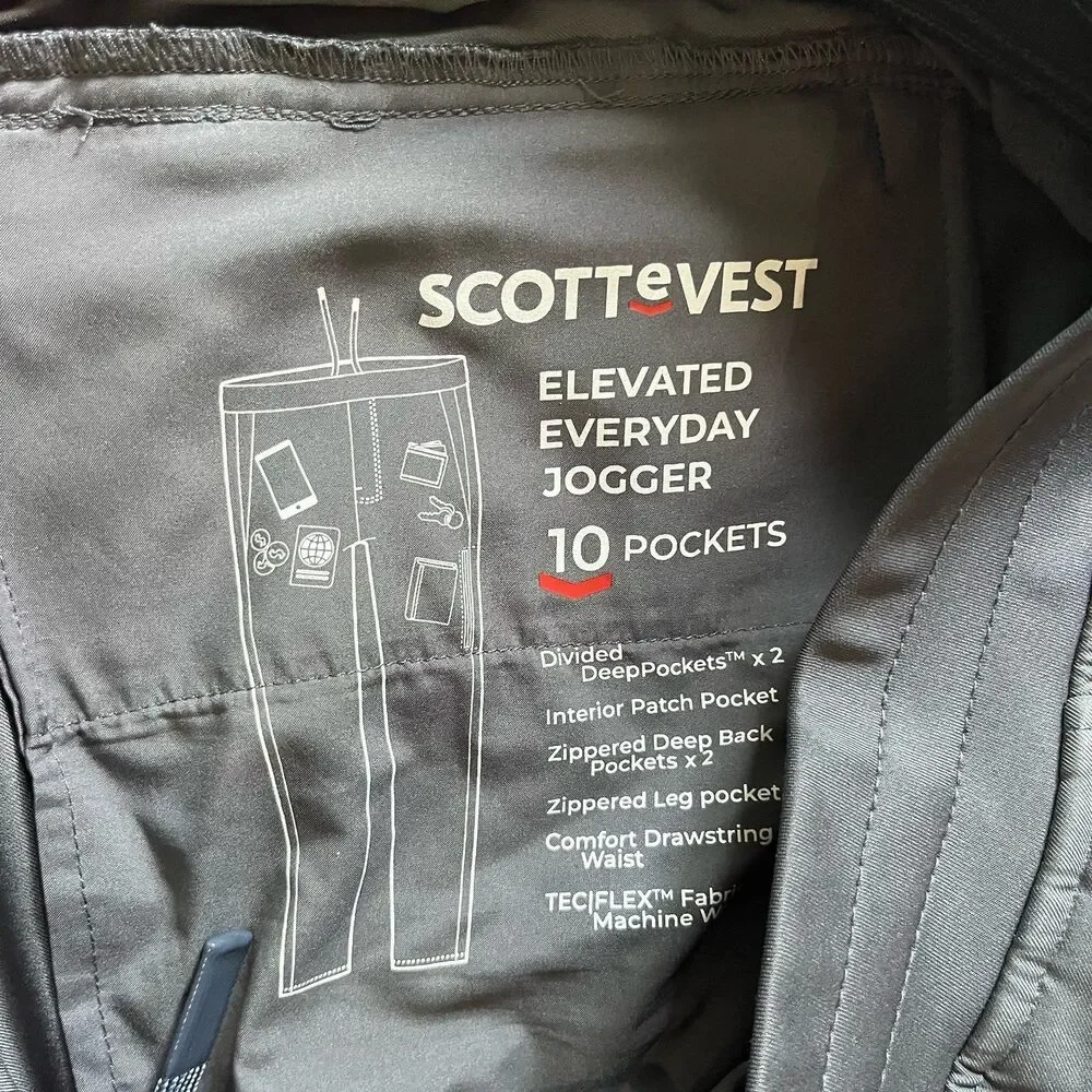 SCOTTeVEST Elevated Everyday Jogger Men 2XL x 30 Grey 10 Pockets Travel TEC-FLEX